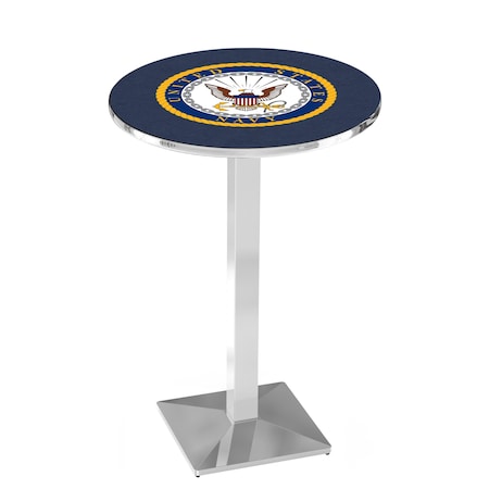 Holland Bar Stool Co 36" Chrome U.S. Navy Pub Table L217C3628Navy